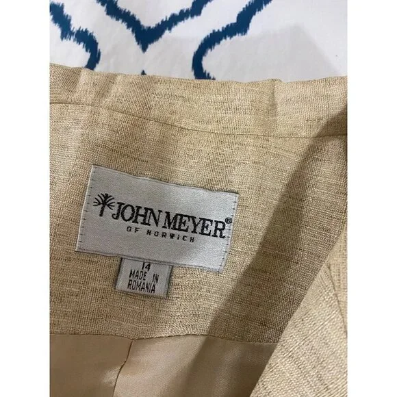 Vintage John Meyer Of Norwhich Women's Beige Blazer - 14 - Picture 2 of 12